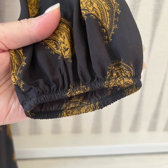 Massimo Dutti Midi Dress. Dark grey/brown with mustard paisley pattern. - Picture 6 of 8